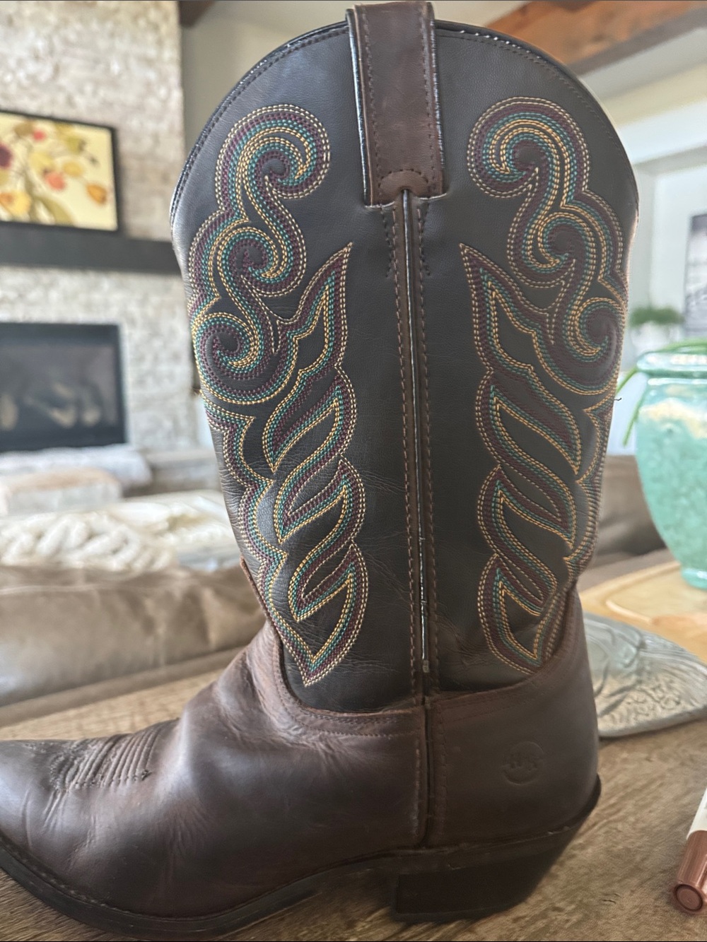 Double H 5211 Brown Western flame Cowboy Boots Womens 10M Coastal Cowgirl Rodeo - Picture 7 of 11